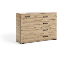Masseno Kommode ALBANO 120 cm Sideboard mit 4 Schubladen und 1 Türen für Wohnzimmer Schlafzimmer Modern 120x40x83 cm Eiche Artisan