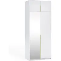Masseno Drehtürenschrank THALIA 100/250/58cm 2-türig mit Spiegel Weiß