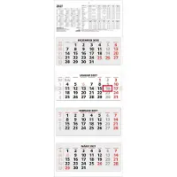 Sonstige Verlage 4-Monats-Kalender 2027, 33 x 85 cm, fünfsprachig, Datumsschieber, klare Gliederung