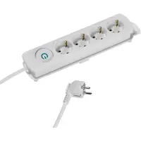 Vivanco VIVancoWeiße Mehrfachsteckdose mit 4 Schuko-Steckdosen, aufhängbar, 1,4 m Kabel, ON/OFF-Schalter, Kabelaufwicklung inklusive