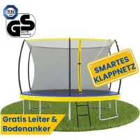 Zero Gravity Trampolin 305x213 cm inkl. Leiter / Schneller Auf- und Abbau dank smartem Klappnetz / Max. 100 kg / Ultima 5 Fun-Edition