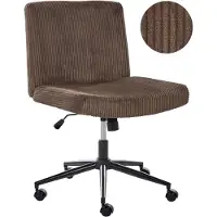 Beliani Schreibtischstuhl Dunkelbraun Cord Gepolstert Drehbar Höhenverstellbar mit Wippfunktion ohne Armlehnen Moderner Bürostuhl Drehstuhl Homeoffice