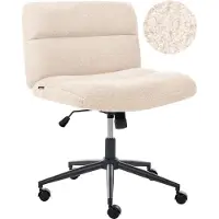 Beliani Schreibtischstuhl Hellbeige Bouclé Gepolstert Gesteppt Teddy Optik Drehbar Höhenverstellbar mit Wippfunktion ohne Armlehnen Moderner Drehstuhl