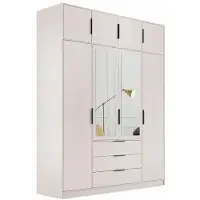 Masseno Drehtürenschrank OBERON 196/200/57,5cm 4-türig mit Spiegel Kaschmir