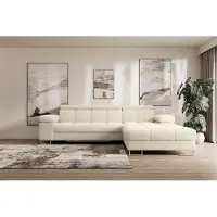 ALTDECOR Ecksofa mit Schlaffunktion und Bettkasten - COMA L - 271x203x79 - Creme Corner Sofa Eckcouch Couch L-Form, links/rechts angeordnet, Schlafcouch Ausziehbar Wohnlandschaft