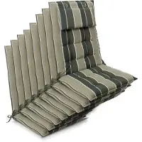 Beautissu 8er Set Sun-HL Hochlehner Auflage 120x50x8cm Grün-Gestreift