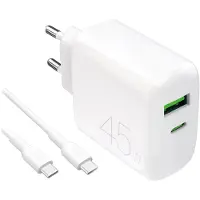 Puro Power Kit: Ladegerät Daily 1 USB-A-Anschluss und 1 USB-C-Anschluss + USB-C-Kabel
