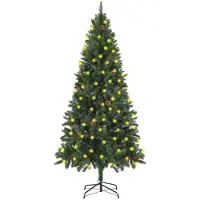 Prolenta Maison Exclusive - Künstlicher Weihnachtsbaum mit Beleuchtung & Zapfen Grün 180 cm