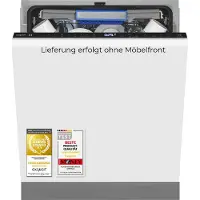 Exquisit Einbau-Geschirrspüler EGSP9616-E-450B schwarz | 16 Maßgedecke | Energieklasse B | 42 dB | 8 Programme | Besteckschublade | Halbe Beladung