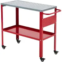 StarTech.com Schweißtisch 91×46 cm - Stahl Werkbank - Tragkraft 540 kg - 8 Werkzeugschlitze - 1,27 cm Spannlöcher - Tragbar - Rot