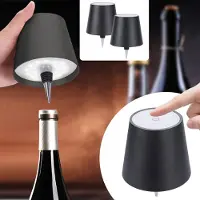 Ideoon 2er-Set Edle Akku Flaschenlampe Schwarz: Dimmbar, 3 Lichtfarben: Verwandelt Flaschen in stimmungsvolle Leuchten