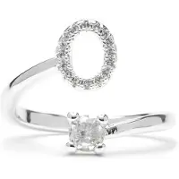 Luxenter -Ring mit brillantem Zirkonia-Silber-Finish – Alphabet