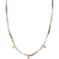 Luxenter Halskette aus 925er Sterlingsilber mit mehrfarbigen Zirkonen in 18K Gelbgold - Ruane