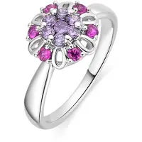 Luxenter -Ring aus Metalllegierung und mehrfarbigem Zirkonia in Rhodium - Goryah
