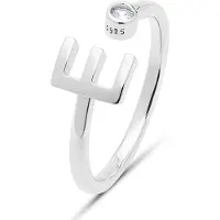 Luxenter 925 Sterling Silber Ring mit rhodinierten Brillanten-Zirkonia - Alphabet