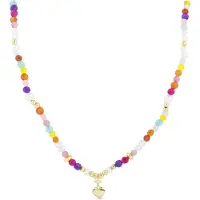 Luxenter Halskette aus 925er Sterlingsilber mit mehrfarbigem Kristall in 18K Gelbgold - Nymox