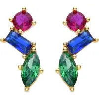 Luxenter 925 Sterlingsilber und mehrfarbige Zirkonia-Ohrringe aus 18-karat-Gelbgold - Shion