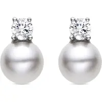 Luxenter 925 Sterling Silber Ohrringe mit rhodinierter weißer Perle - Sikon