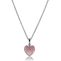 Luxenter , 925er Sterlingsilber und Rosenquarz rhodinierte Halskette
