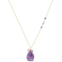 Luxenter -Halskette, Adak aus Metalllegierung und natürlicher Amethyst, 18K vergoldet