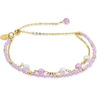 Luxenter 925 Sterling Silber Armband mit rosa Kristall in 18K Gelbgold - Rius