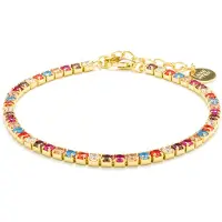 Luxenter 925 Sterling Silber Armband mit mehrfarbigen Zirkonia in 18K Gelbgold - Tahu