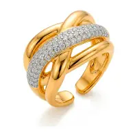 Luxenter Ring mit funkelnden Zirkonia-Steinen, 18 Karat Gelbgold-Finish – Gola