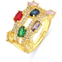 Luxenter -Ring aus Metalllegierung und mehrfarbigem Zirkonia mit 18-karat-Gelbgold - Rieu