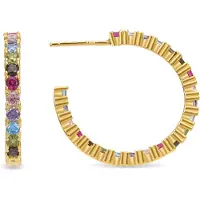 Luxenter Ohrringe aus 925er Sterlingsilber mit mehrfarbigen Zirkonias in 18K Gelbgold - Vyamba