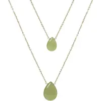 Luxenter Halskette, Metalllegierung Abelia und grüne Jade, 18K vergoldet