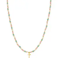 Luxenter Halskette aus 925er Sterlingsilber mit mehrfarbigem Kristall in 18K Gelbgold - Liwa