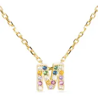 Luxenter Alphabet-Halskette aus 925er Sterling Silber und mehrfarbigen Zirkonia mit 18k Gelbgold-Beschichtung