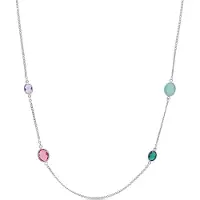 Luxenter mehrfarbige Zirkonia-Halskette in Rhodium – Nodiya