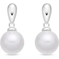 Luxenter White Pearl Ohrringe mit silberner Oberfläche – Mobe