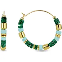 Luxenter Sterling Silber 925 Ohrringe mit Malachit in 18K Gelbgold - Ihun