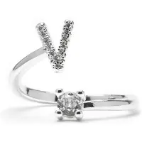 Luxenter -Ring mit brillantem Zirkonia-Silber-Finish – Alphabet