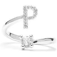Luxenter -Ring mit brillantem Zirkonia-Silber-Finish – Alphabet