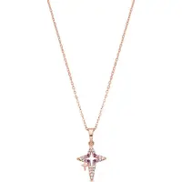 Luxenter -Halskette aus brillantem Metall und Zirkonia-Legierung, gefertigt in 18-karat-Roségold – Kailial