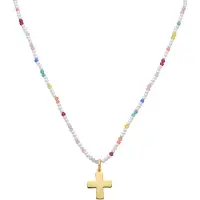 Luxenter 925 Sterlingsilber und mehrfarbige Zirkonia-Halskette mit 18-karat-Gelbgold - Kreuz