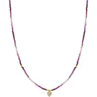 Luxenter Halskette aus 925er Sterlingsilber und Rosenkristall in 18k Gelbgold - Herz
