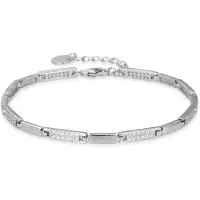 Luxenter Armreif, Kinusi aus 925er Sterlingsilber und rhodinierten, glänzenden Zirkonias