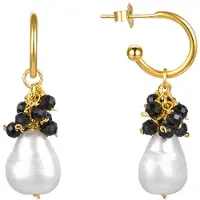 Luxenter Sterling Silber 925 Ohrringe mit schwarzem Kristall in 18K Gelbgold - Sahme