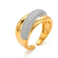Luxenter Ring mit funkelndem Zirkonia, 18 Karat Gelbgold-Finish – Samoi