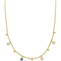 Luxenter Halskette aus 925er Sterlingsilber mit mehrfarbigen Zirkonias in 18K Gelbgold - Mali