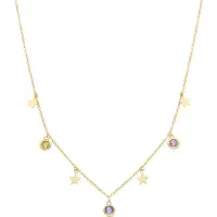 Luxenter Sunah Halskette, aus mehrfarbigen Zirkonia, 18-karätiger Gelbgold-Finish
