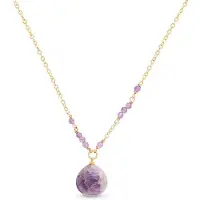 Luxenter Halskette, Metalllegierung zoqoyi und natürlicher Amethyst 18K vergoldet
