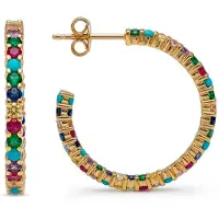 Luxenter Multicolor Zirconia Ohrringe in 18 Karat Gelbgold - Balgil