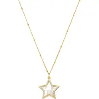 Luxenter Halskette aus 925er Sterlingsilber mit weißem Perlmutt und 18K Gelbgold - Adala