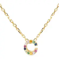 Luxenter Alphabet-Halskette aus 925er Sterlingsilber und mehrfarbigen Zirkonia mit einer Vergoldung aus 18-karätigem Gelbgold