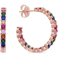Luxenter Sterling Silber 925 Ohrringe mit mehrfarbigen Zirkonia in 18K Roségold - Vyamba